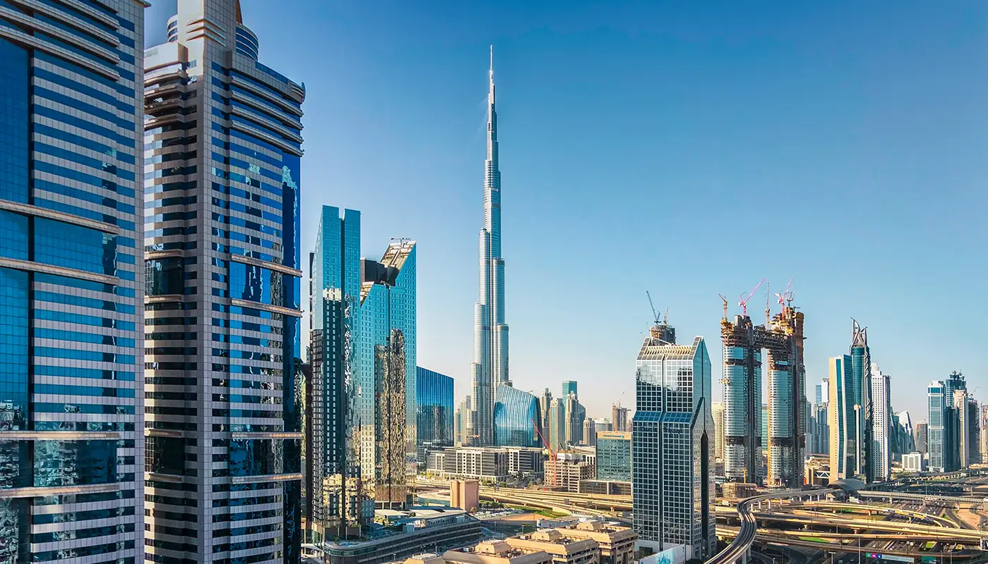 Dubai skyline and attractions for Indian travellers visiting UAE